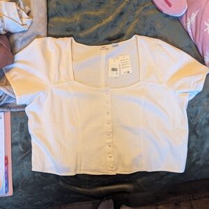 Women's Cream Button-Up Top